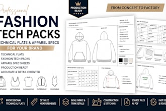 design fashion tech packs technical flats and apparel specs for your brand