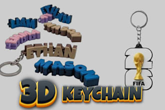 make keychain ready for 3d printing with stl,step file