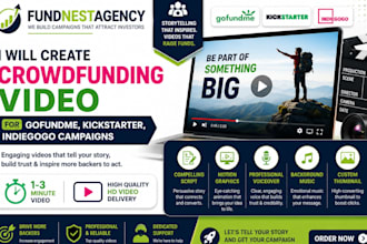 create crowdfunding video for gofundme, kickstarter, indiegogo campaign