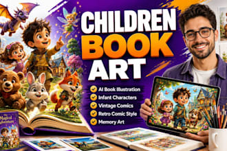 create stunning childrens book illustrations and character art