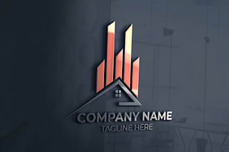 design modern minimalist and 3d real estate logo for your business
