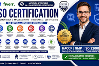 create iso 9001, 14001, 45001, 27001, 22000 and gmp documentation