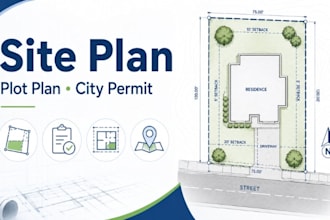 draw site, plot plan property layout for city permit