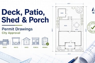 design deck, patio, shed, porch permit drawings for city approval
