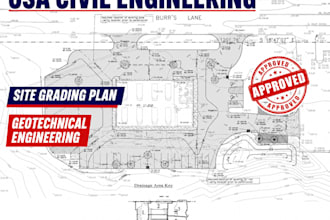usa permit civil engineer plan site grading cut fill drainage calculation geotec