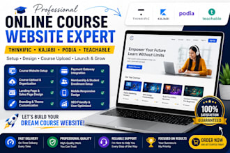 thinkific course website kajabi online course upload podia teachable website