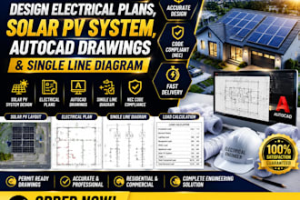 design electrical plans solar pv system autocad drawings and single line diagram