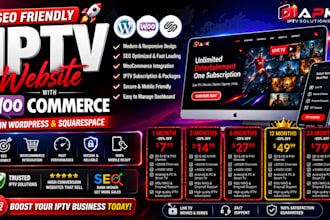 create seo friendly iptv website with woocommerce in wordpress and squarespace