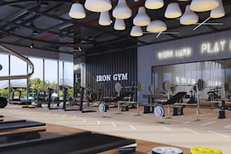 create 3d gym design, fitness center, home gym, MMA gym, private fitness gym
