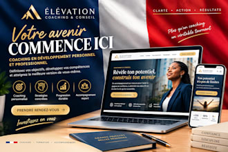 design french premium coaching graphics, coach branding templates adobe editable