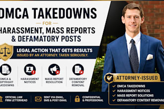 issue dmca takedowns for harassment, mass reports and defamatory posts copyright