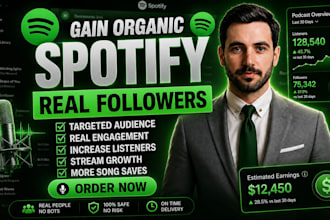 increase spotify followers, monthly listeners, and organic streams