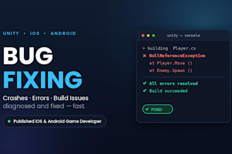 fix unity game bugs, crashes and errors fast