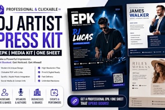 design dj artist press kit music epk clickable speaker media kit dj onesheet epk