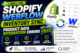 fix shopify webflow inventory sync product data integration errors claude code