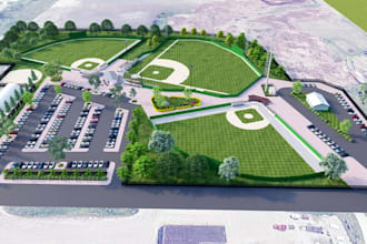 visualize baseball complex,outdoor athletic park,3dmasterplan layout,sport court