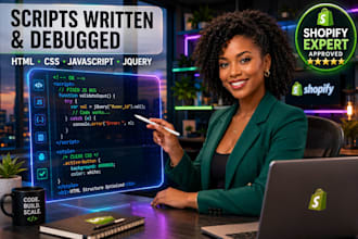 write and debug scripts in html, css, javascript and jquery