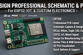 design professional schematic and pcb in altium, eagle cad kicad easyeda esp32