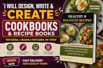 design, write, and format a professional cookbook with recipes