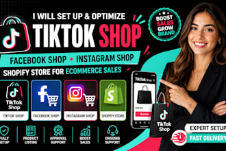 set up tiktok shop, facebook shop, instagram shop, and shopify store for sale