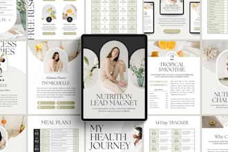 design canva nutrition guide, health guide, beauty ebook, skincare routine ebook