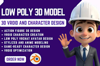 do low poly 3d model character modeling action figure 3d vroid low poly vrchat