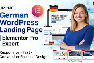 design german wordpress landing page website, one page site for lead generation