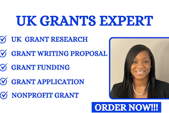 prepare a UK charity business plan and funding proposal for grants