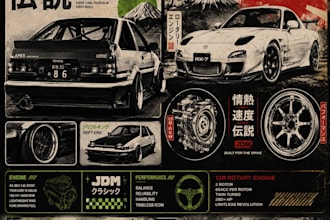 design vintage jdm japanese automotive streetwear t shirt design