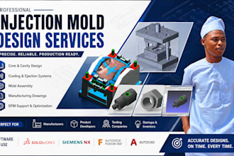 design a professional plastic injection mold with core cavity and mold assembly