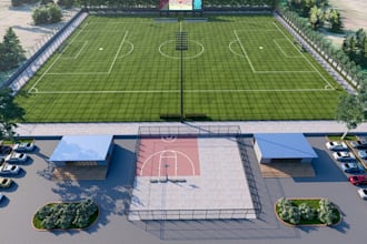 develop 3d soccer field,sport court design,athletic facility layout,tennis court
