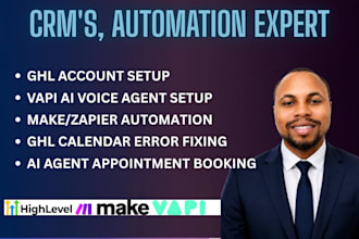 fix gohighlevel, make com, zapier, n8n automation, vapi ai voice agent