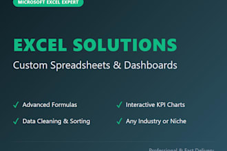 create custom excel spreadsheets, advanced formulas, and dashboards