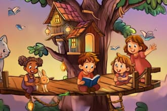create whimsical watercolor childrens book illustrations