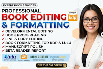 be your expert book editor, proofreader, and amazon kdp book formatter