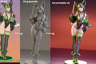 convert 2d to 3d anime model character modelling 3d model stl file