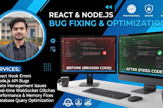 fix bugs, errors and issues in react node js mern app