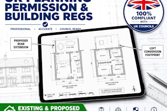 draw architectural plans for uk planning permission and building regs