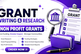 write non profit grant proposals, do grant research and application on nonprofit