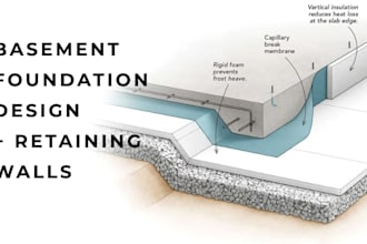 basement foundation, retaining wall design with footing details drawings