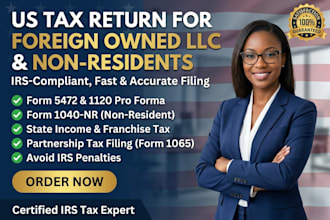 us tax fillings and return individual and business llc tax, 1040, 1120, 1065,cpa