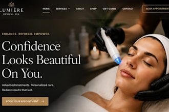 design squarespace medical spa skincare website with booking