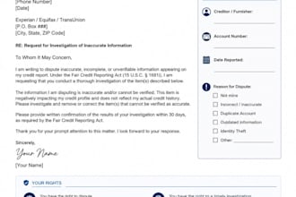 create credit dispute letters for collections and inaccuracies