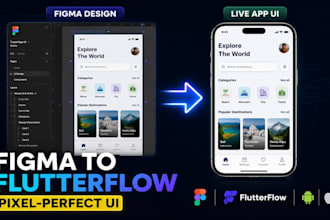 convert figma to flutterflow app or implement custom app UI UX
