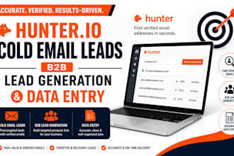 do hunter io cold email leads b2b lead generation data entry