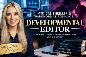 be your medical thriller and paranormal romance developmental editor