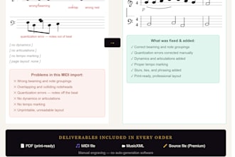 convert and engrave your midi file into clean printable sheet music