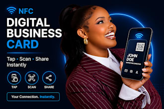 create nfc metal digital business card landing page with social links vcard