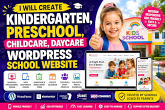 create kindergarten, preschool, childcare, daycare wordpress school website