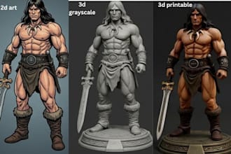 convert 2d to 3d model action figure anime figure 3d toy  stl model